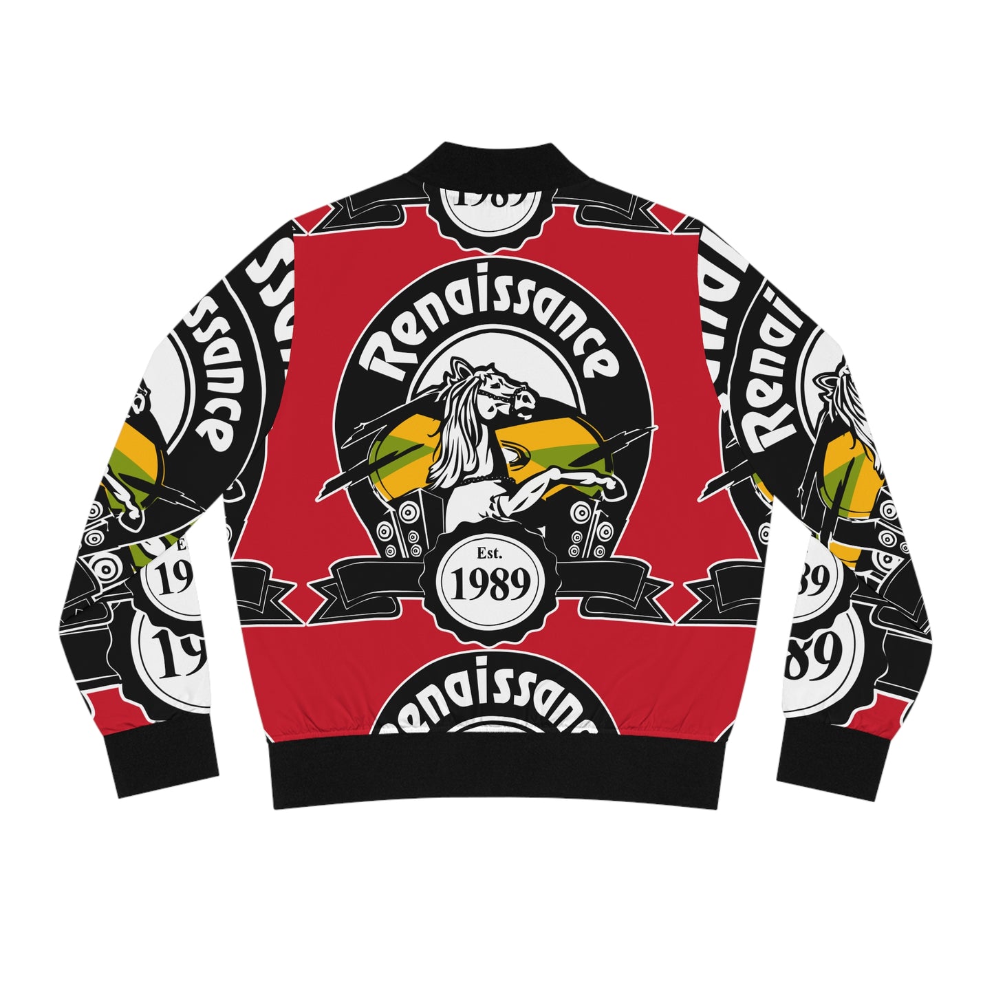 All Over Print Women's Red Renaissance Bomber Jacket (AOP)