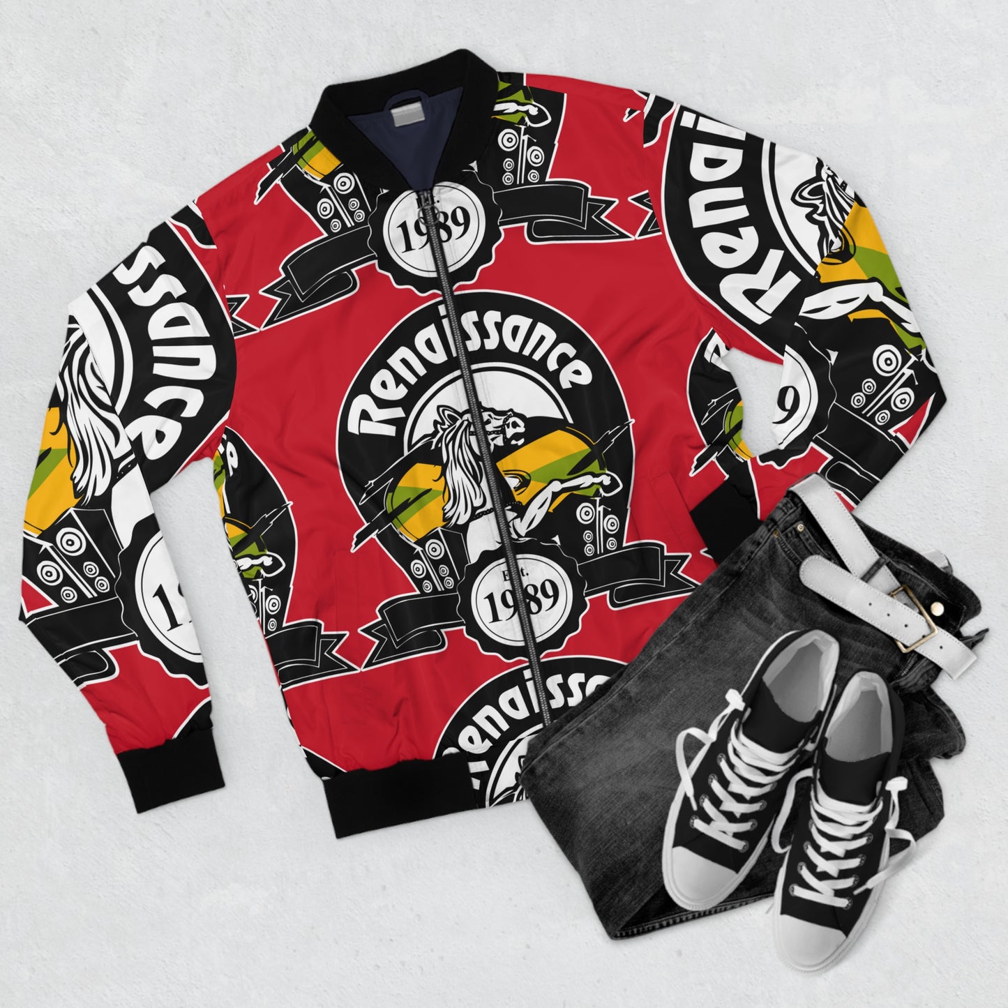 All Over Print Men's Red AOP Bomber Jacket