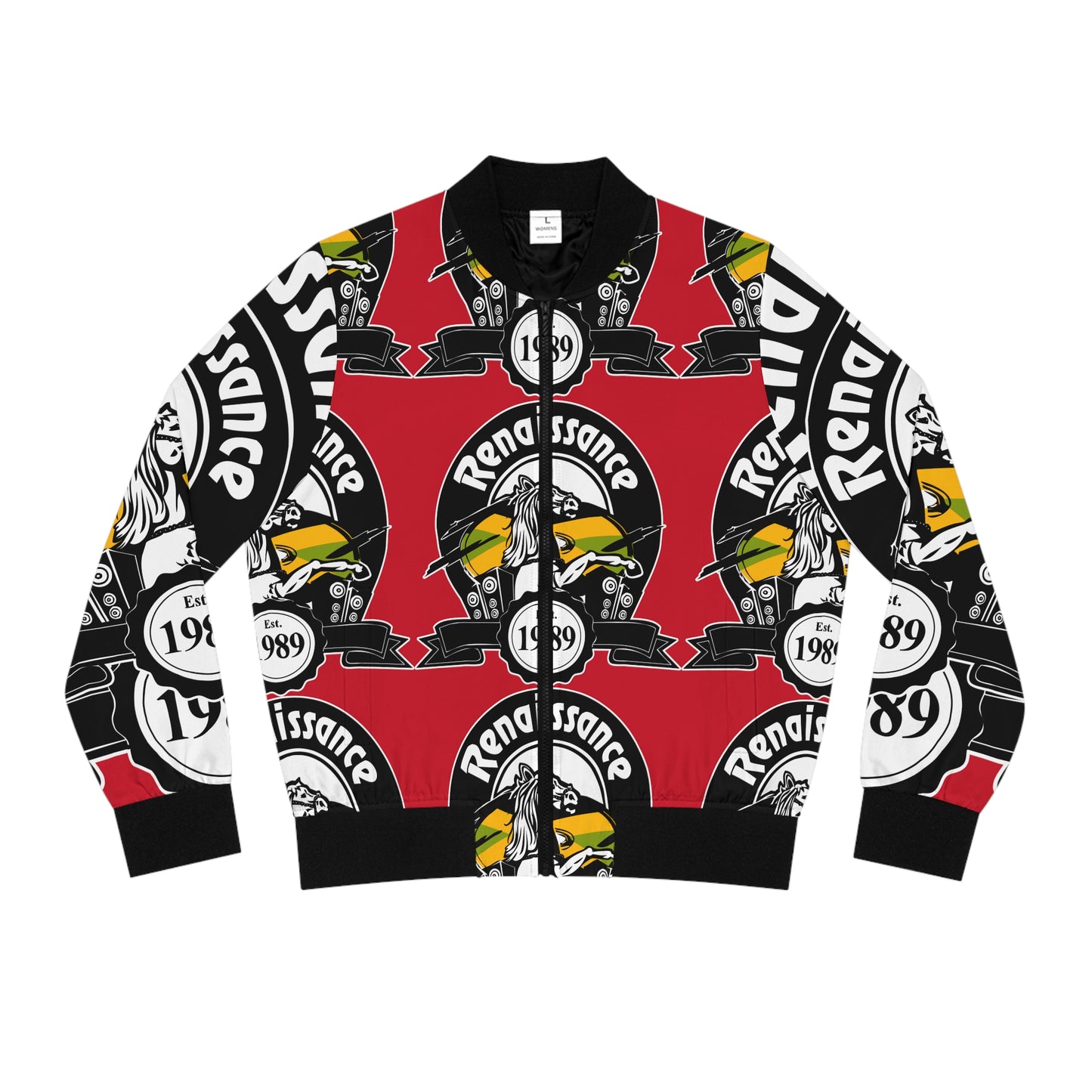 All Over Print Women's Dark Red Renaissance Bomber Jacket (AOP)