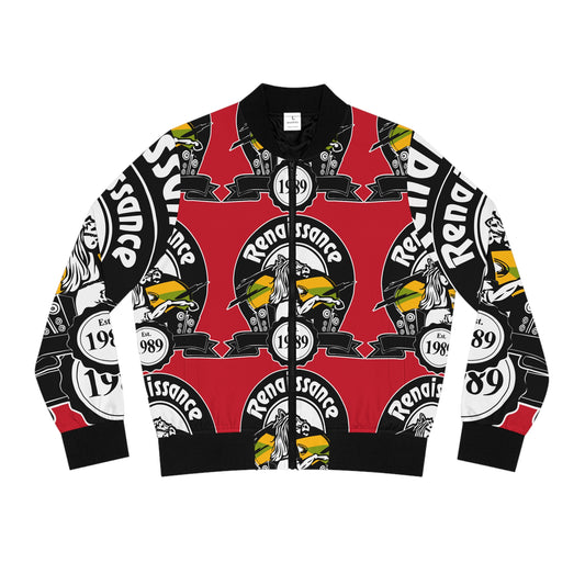 All Over Print Women's Dark Red Renaissance Bomber Jacket (AOP)