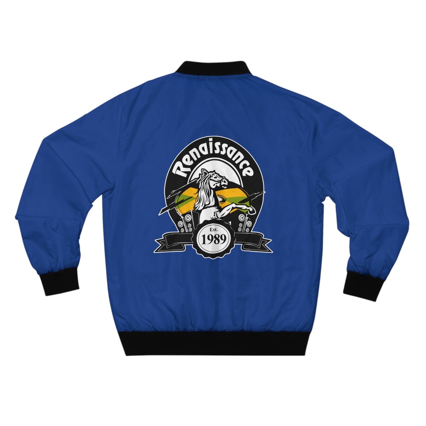 Renaissance Single Back Print Men's Blue AOP Bomber Jacket