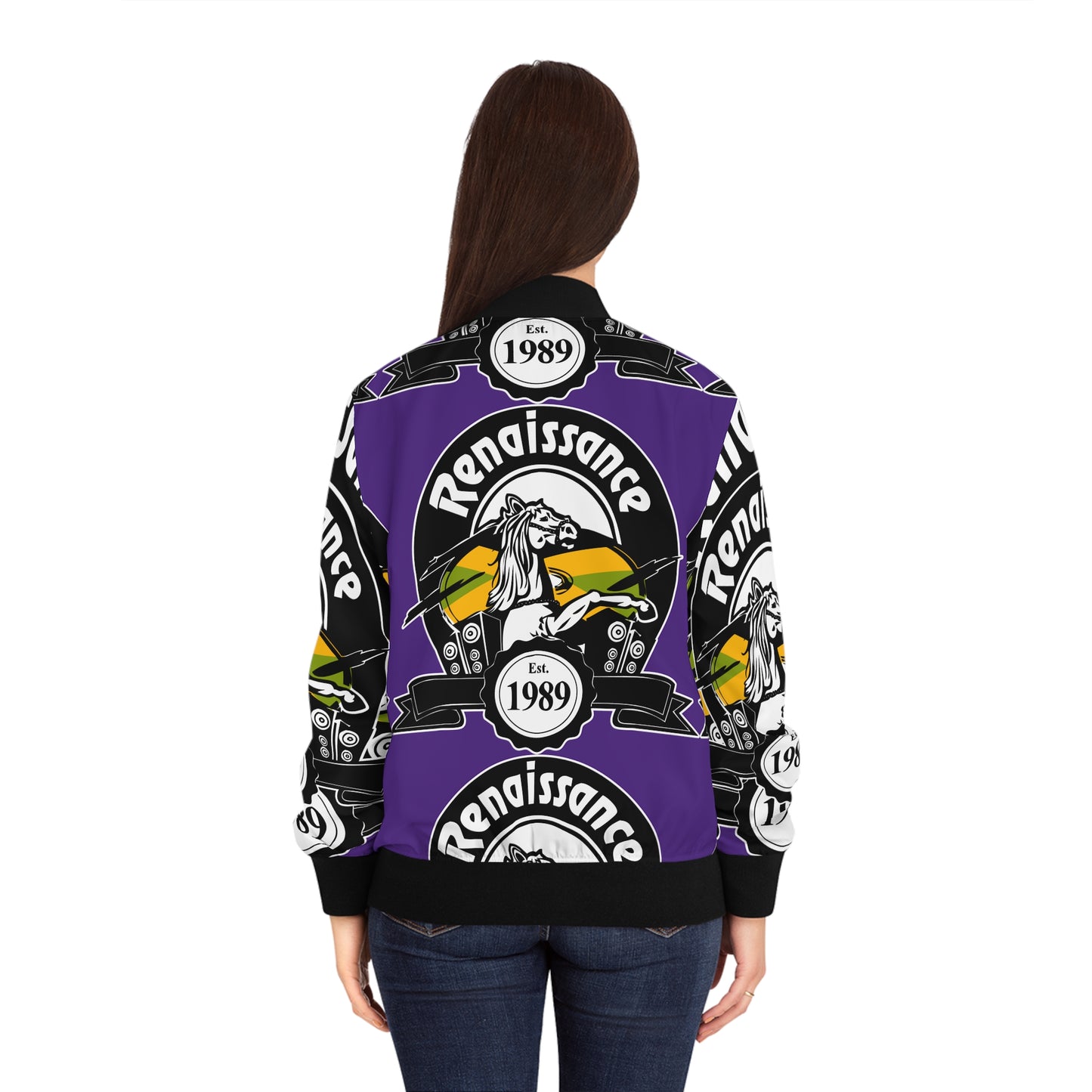 All Over Print Women's Purple Renaissance Bomber Jacket (AOP)