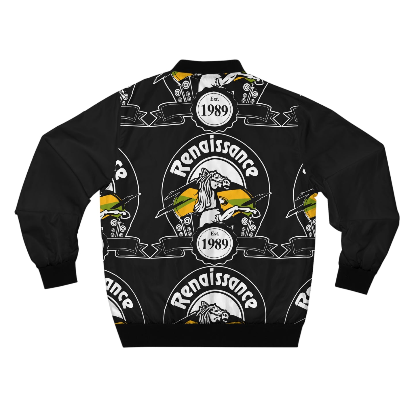 All Back Print Men's Black AOP Bomber Jacket