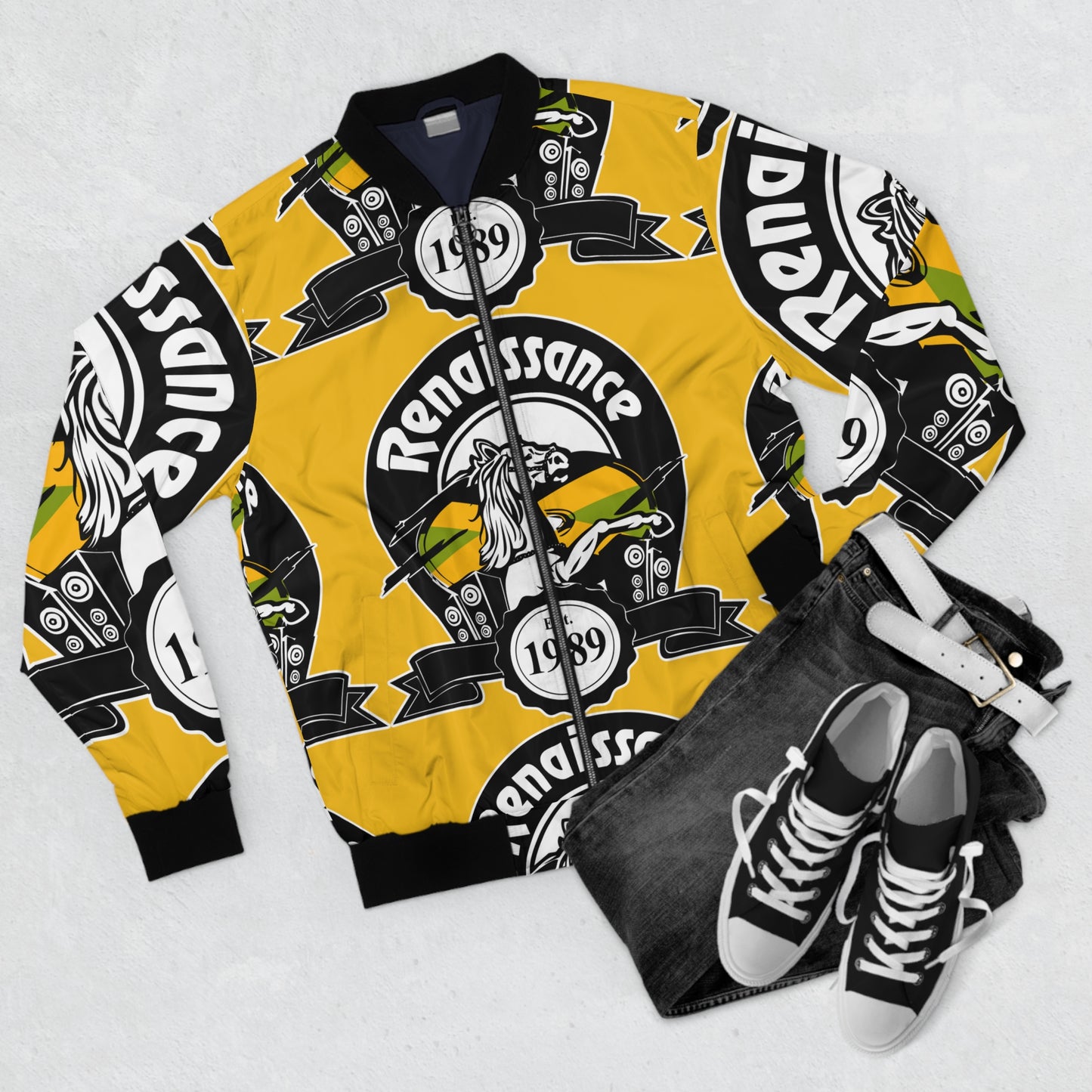 All Over Print Men's Yellow AOP Bomber Jacket