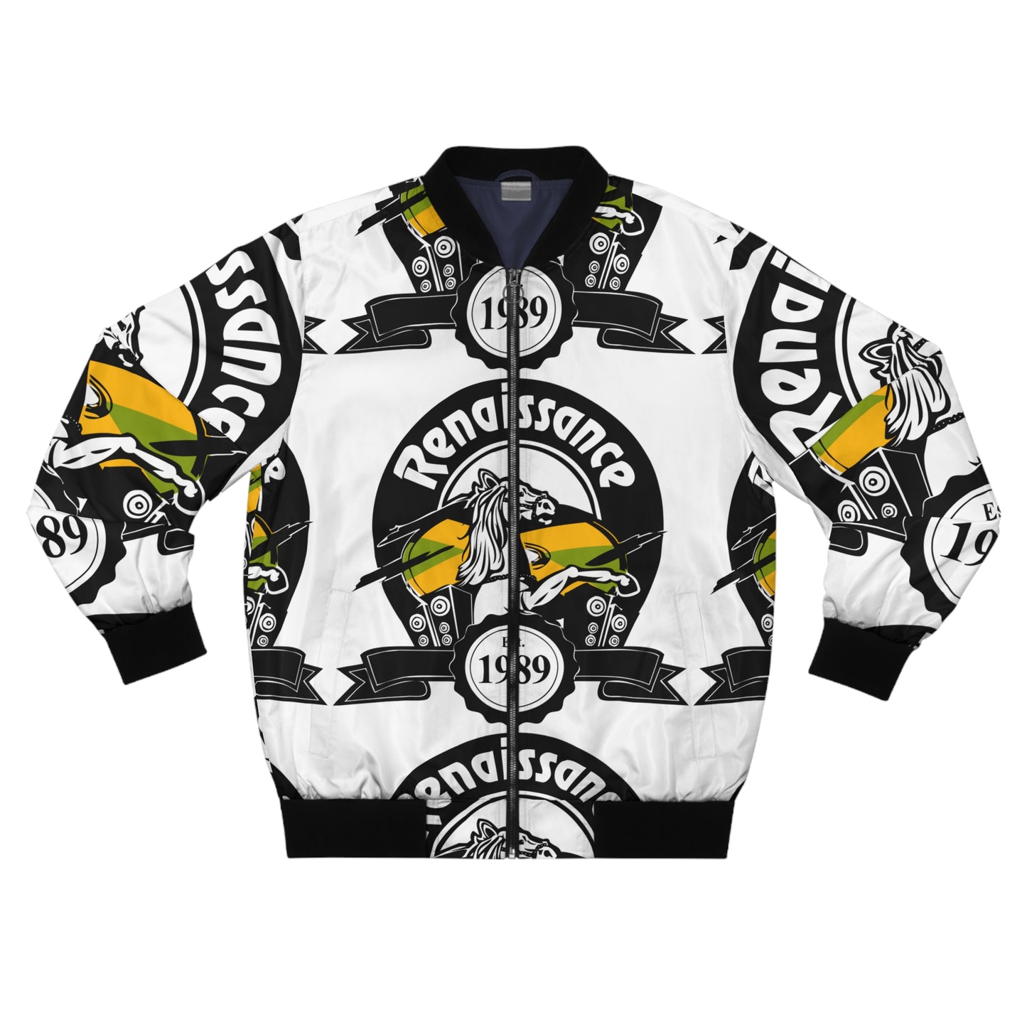 All Over Print Men's White AOP Bomber Jacket