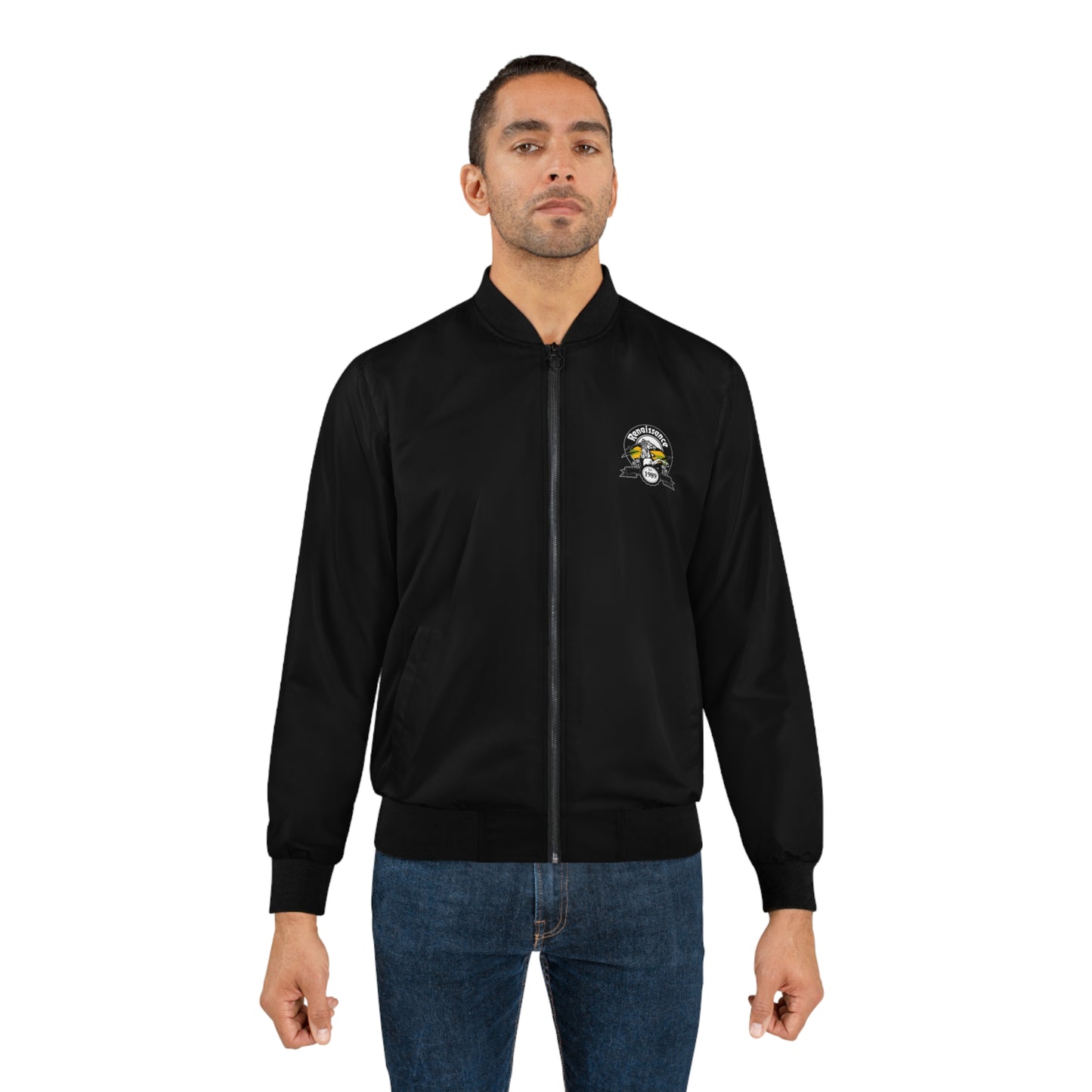 All Back Print Men's Black AOP Bomber Jacket