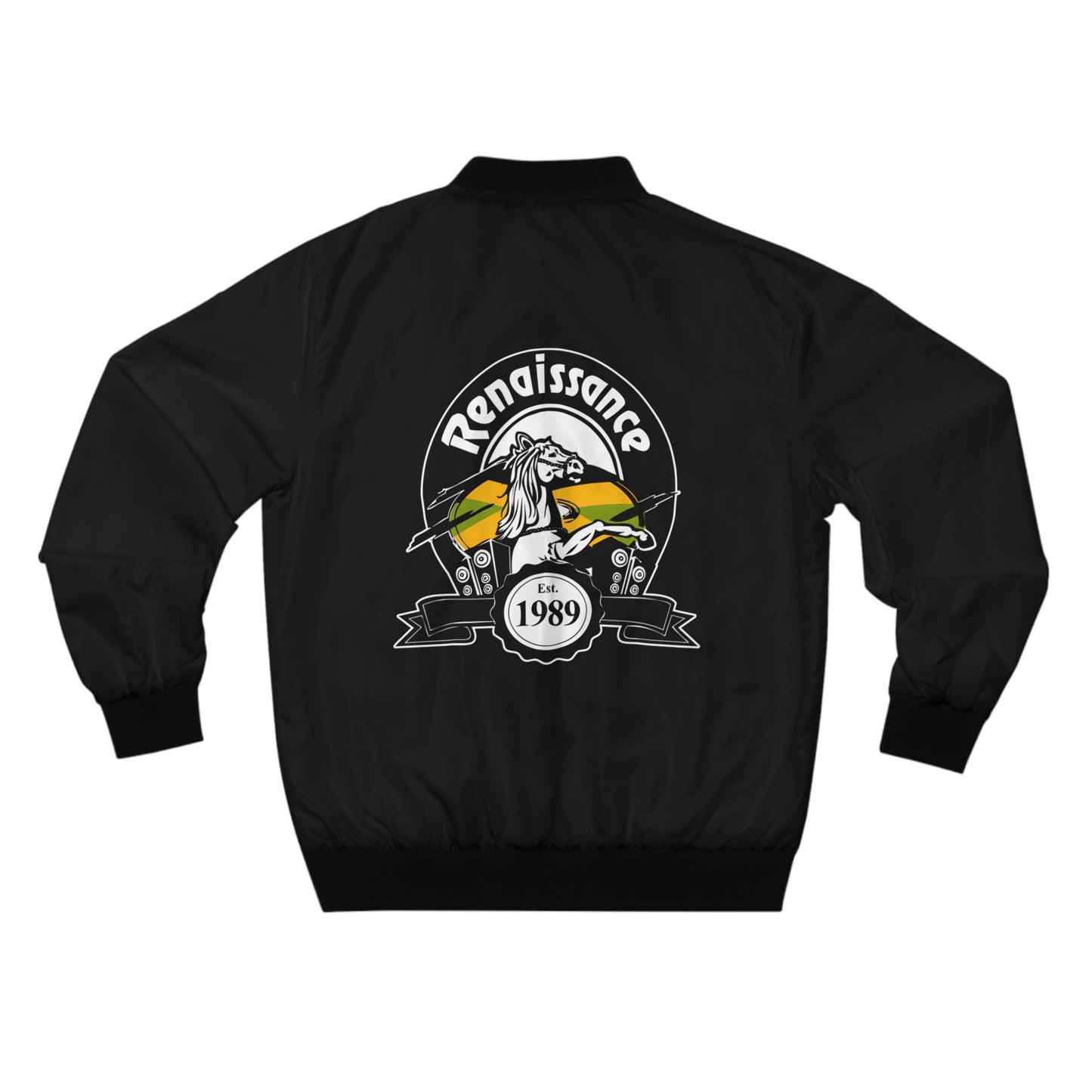 Single Back Print Men's Black AOP Bomber Jacket