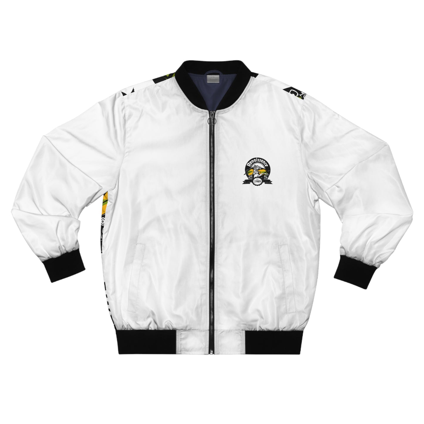 All Back Print Men's White AOP Bomber Jacket