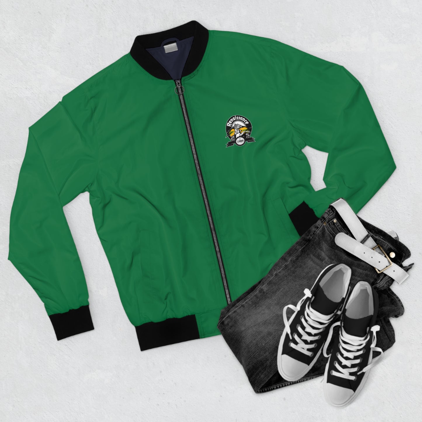 Renaissance Single Print Men's Green AOP Bomber Jacket