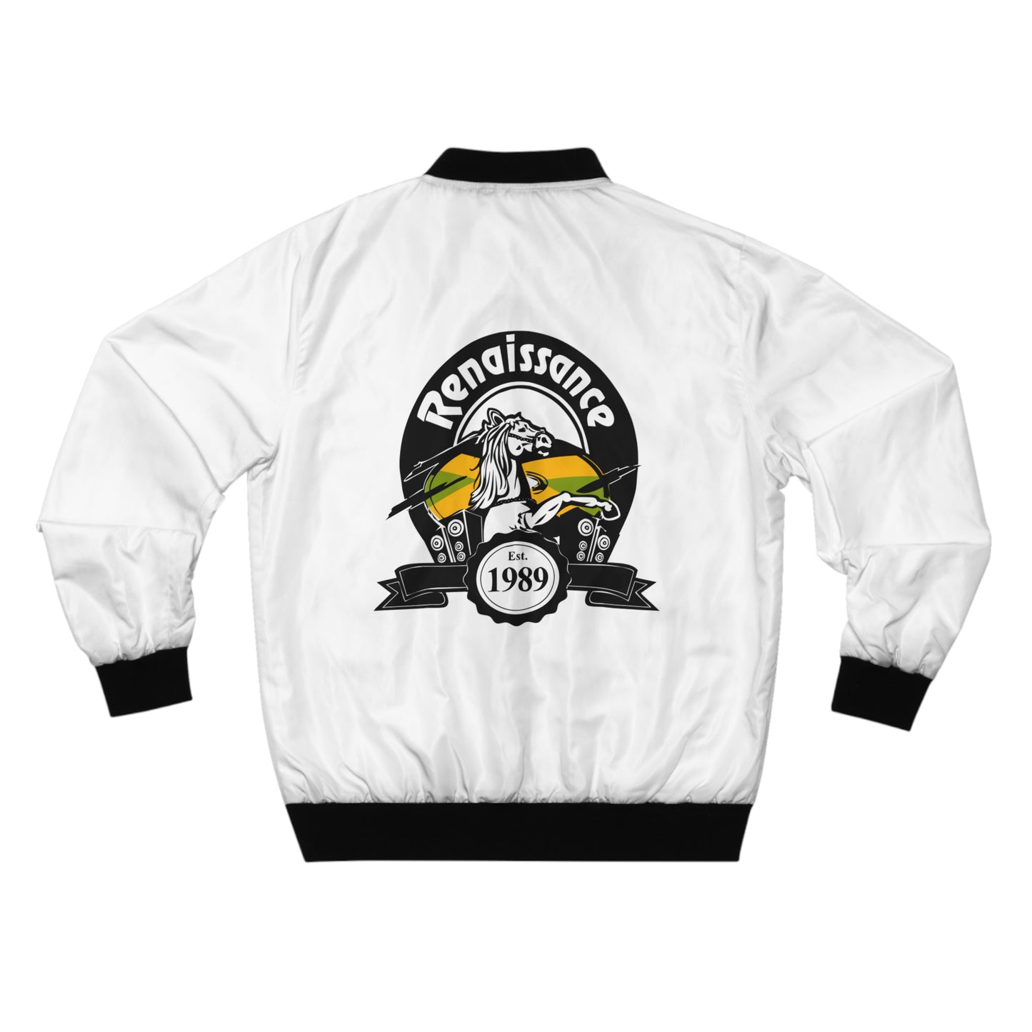 Single Back Print Men's White AOP Bomber Jacket