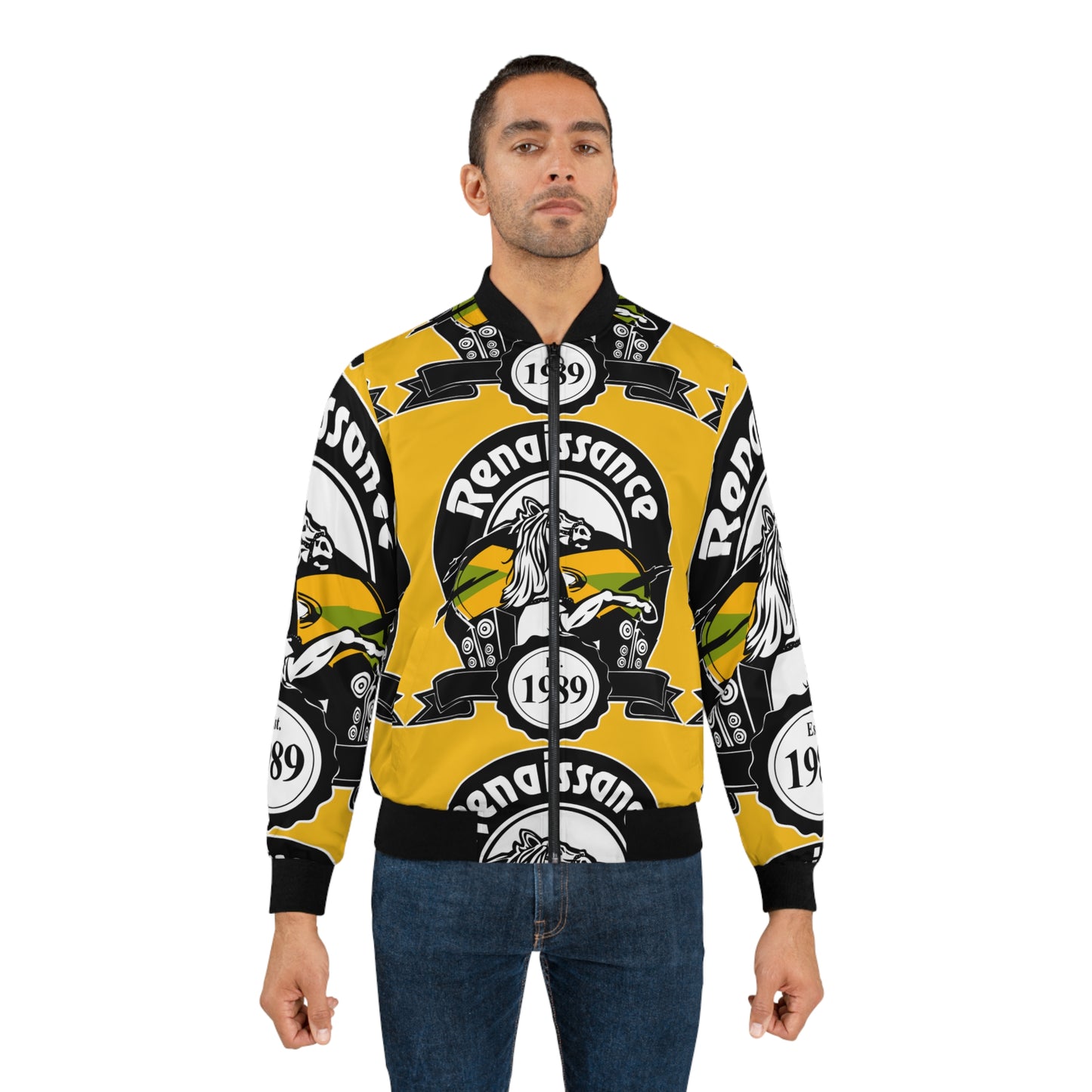 All Over Print Men's Yellow AOP Bomber Jacket