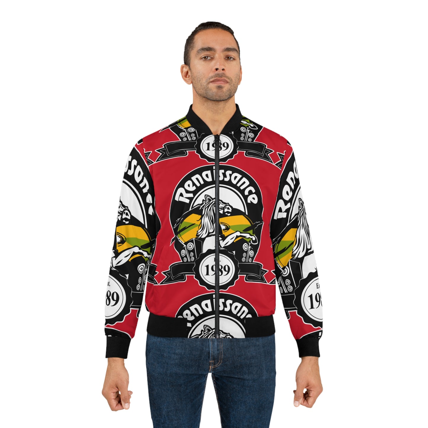 All Over Print Men's Red AOP Bomber Jacket