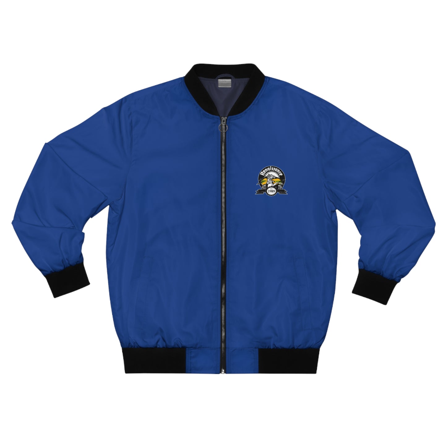 Renaissance Single Back Print Men's Blue AOP Bomber Jacket
