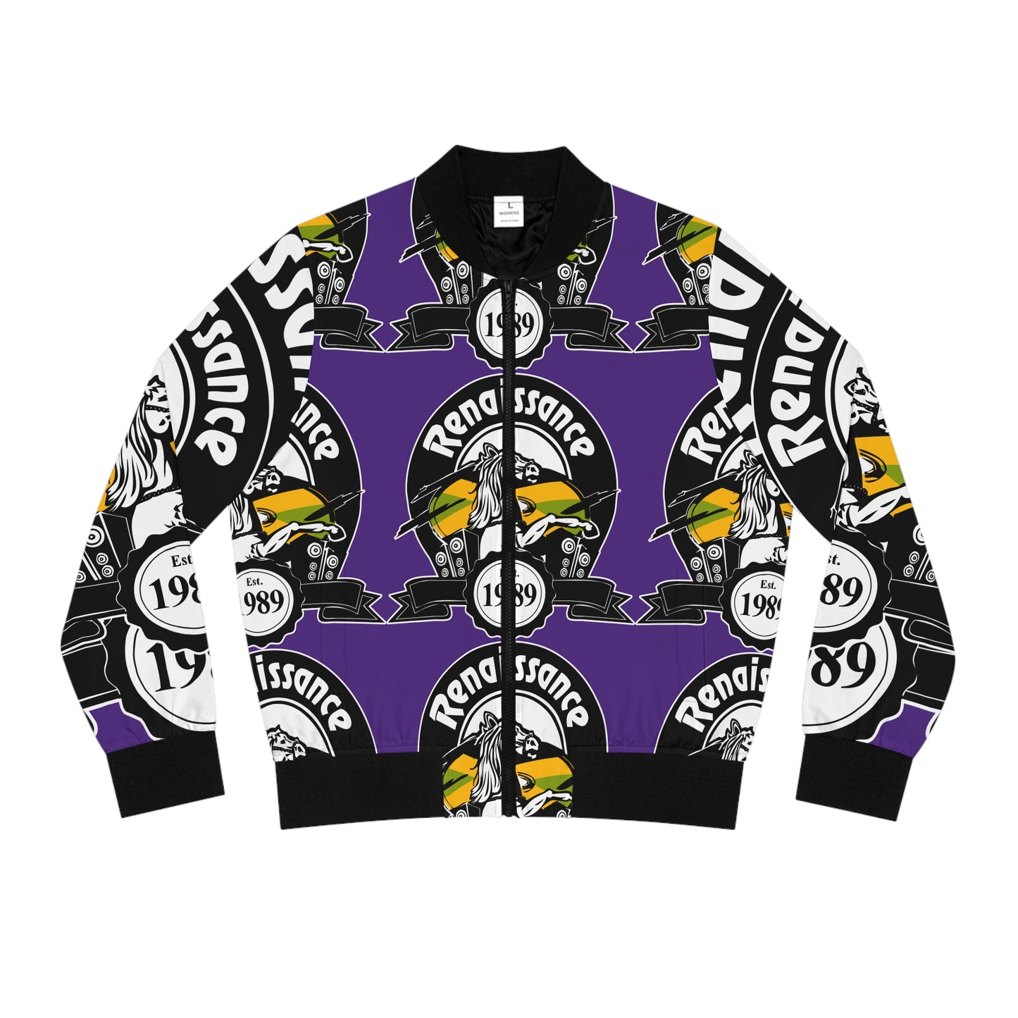 All Over Print Women's Purple Renaissance Bomber Jacket (AOP)