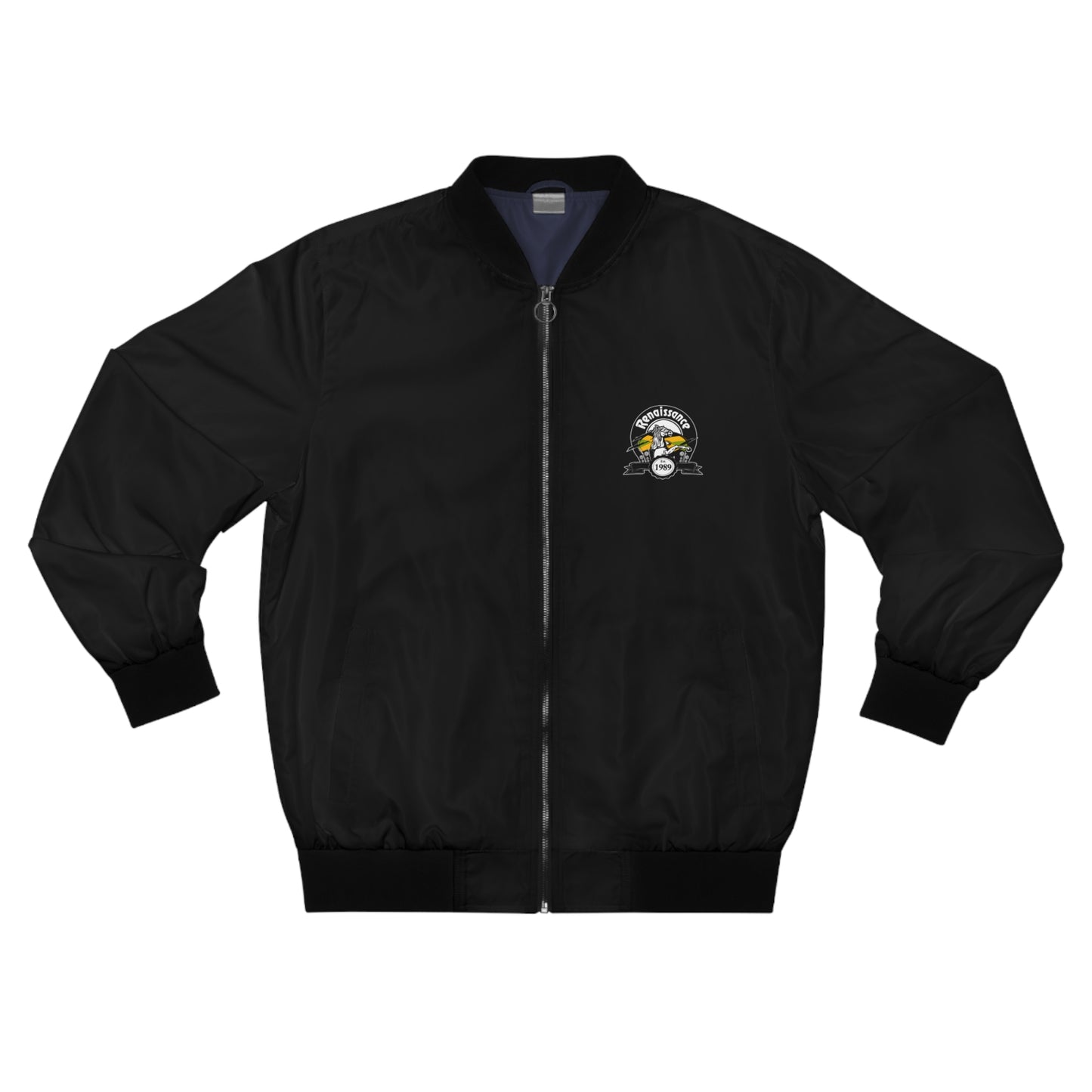 Single Back Print Men's Black AOP Bomber Jacket