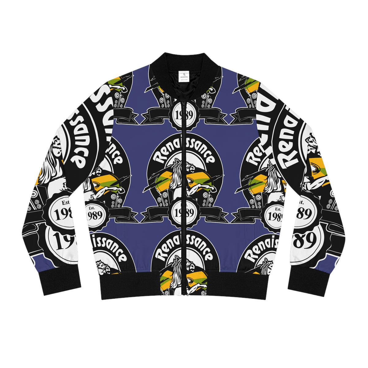 All Over Print Women's Blue Renaissance Bomber Jacket (AOP)