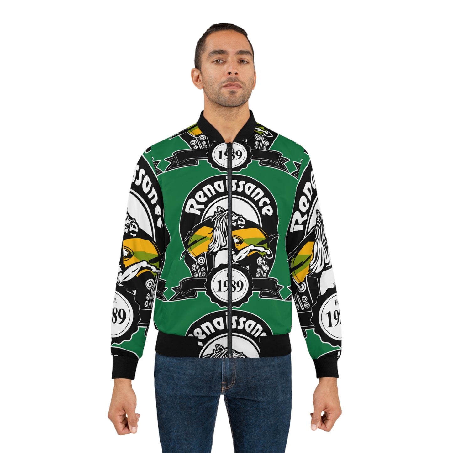 All Over Print Men's Green AOP Bomber Jacket