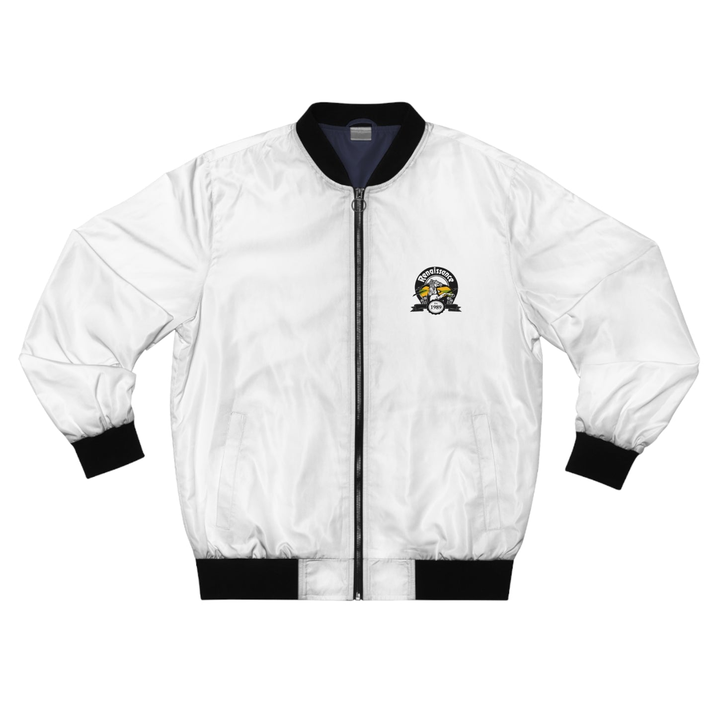 Single Back Print Men's White AOP Bomber Jacket