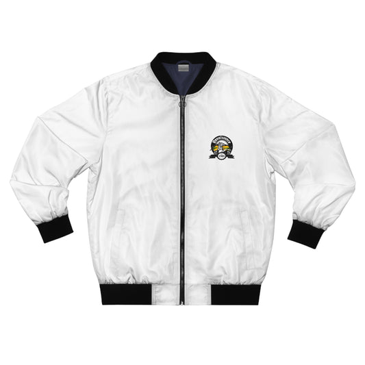Single Back Print Men's White AOP Bomber Jacket