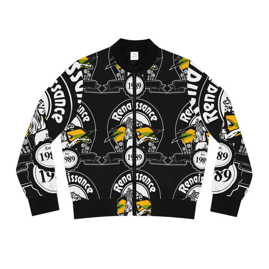 All Over Print Women's Black Renaissance Bomber Jacket (AOP)