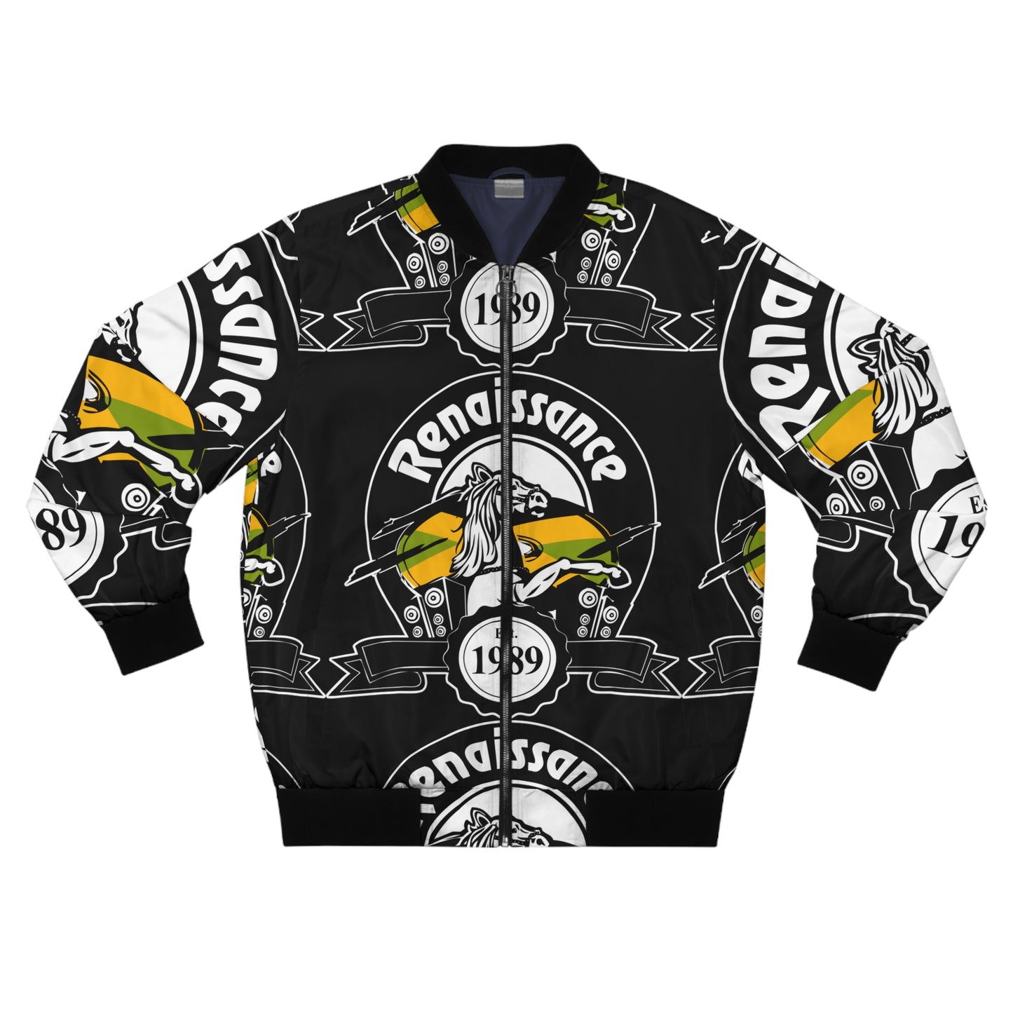 All Over Print Men's Black AOP Bomber Jacket