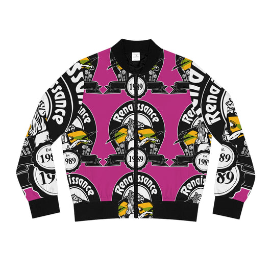 All Over Print Women's Pink Renaissance Bomber Jacket (AOP)