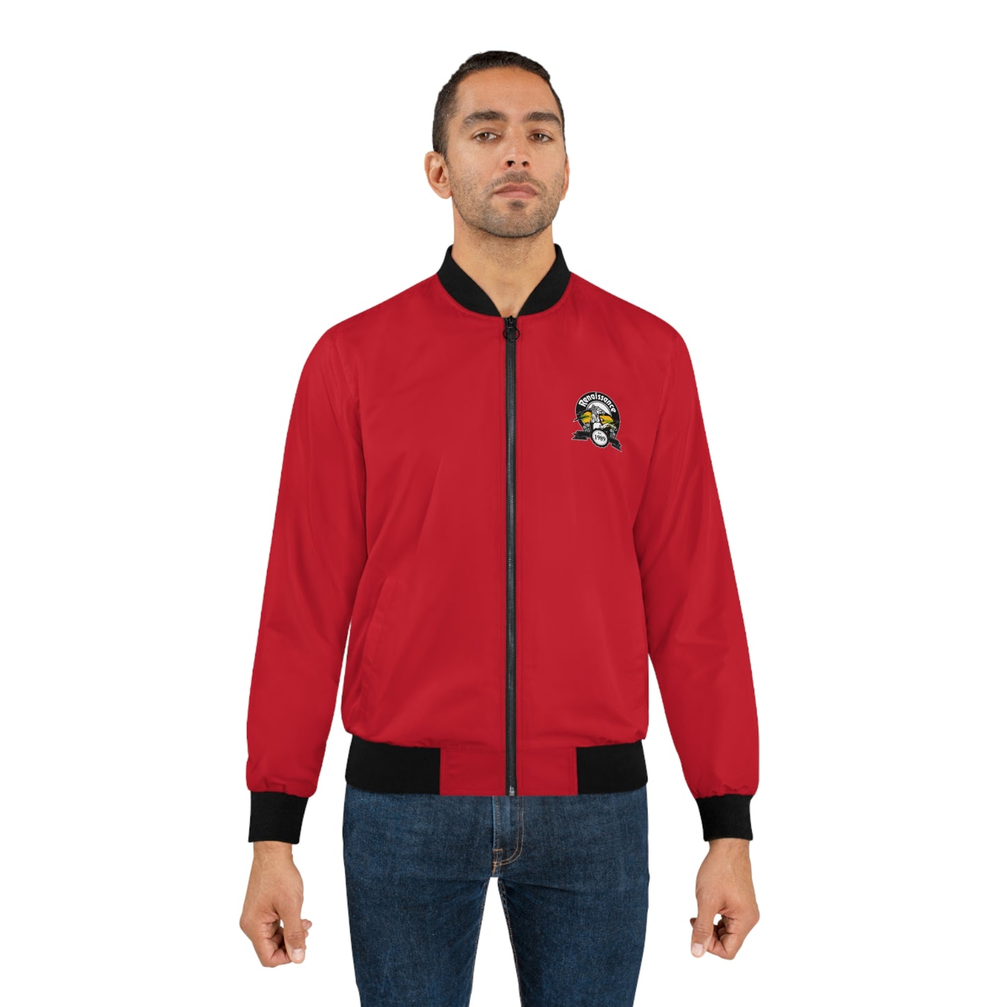 Single Back Print Men's Red AOP Bomber Jacket