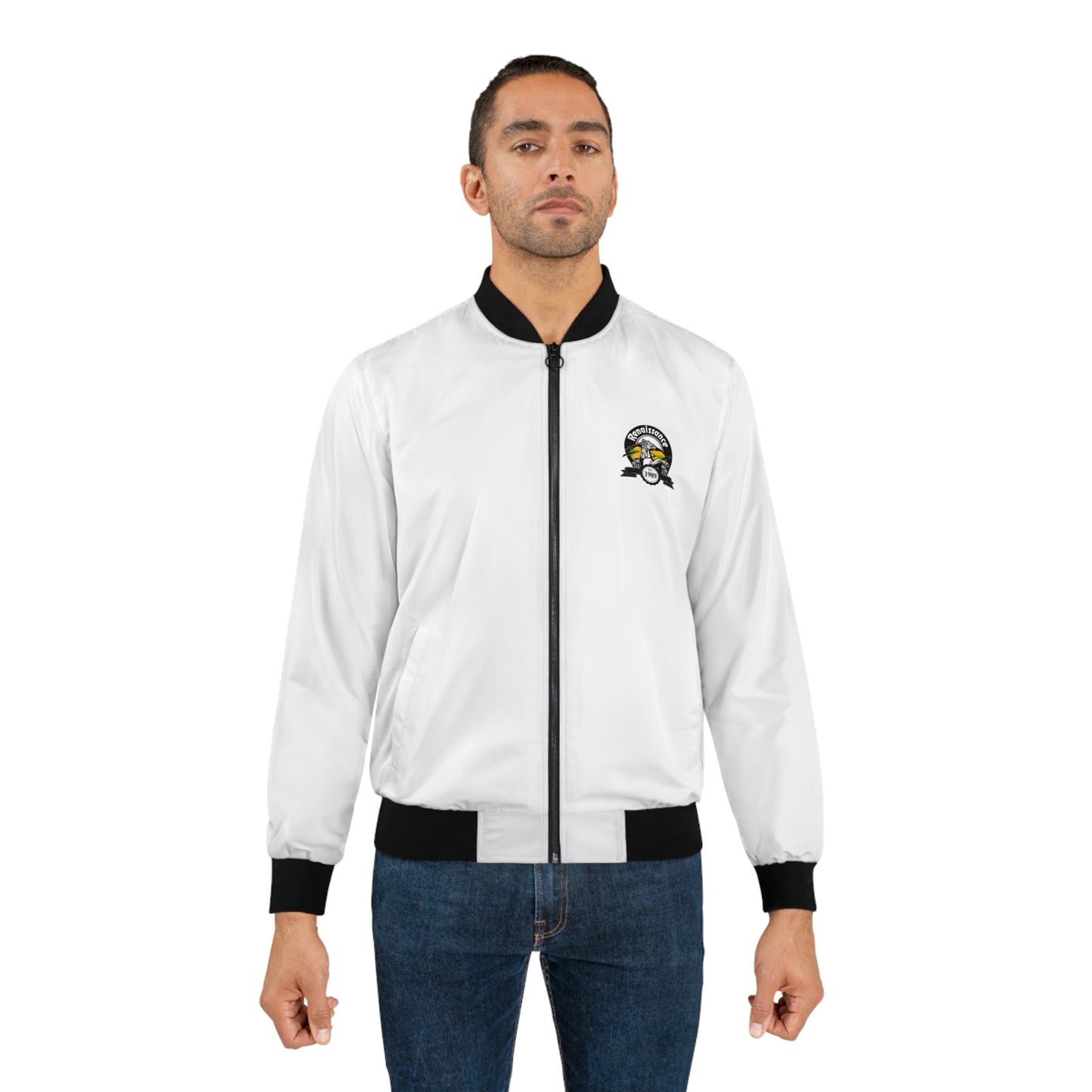 All Back Print Men's White AOP Bomber Jacket