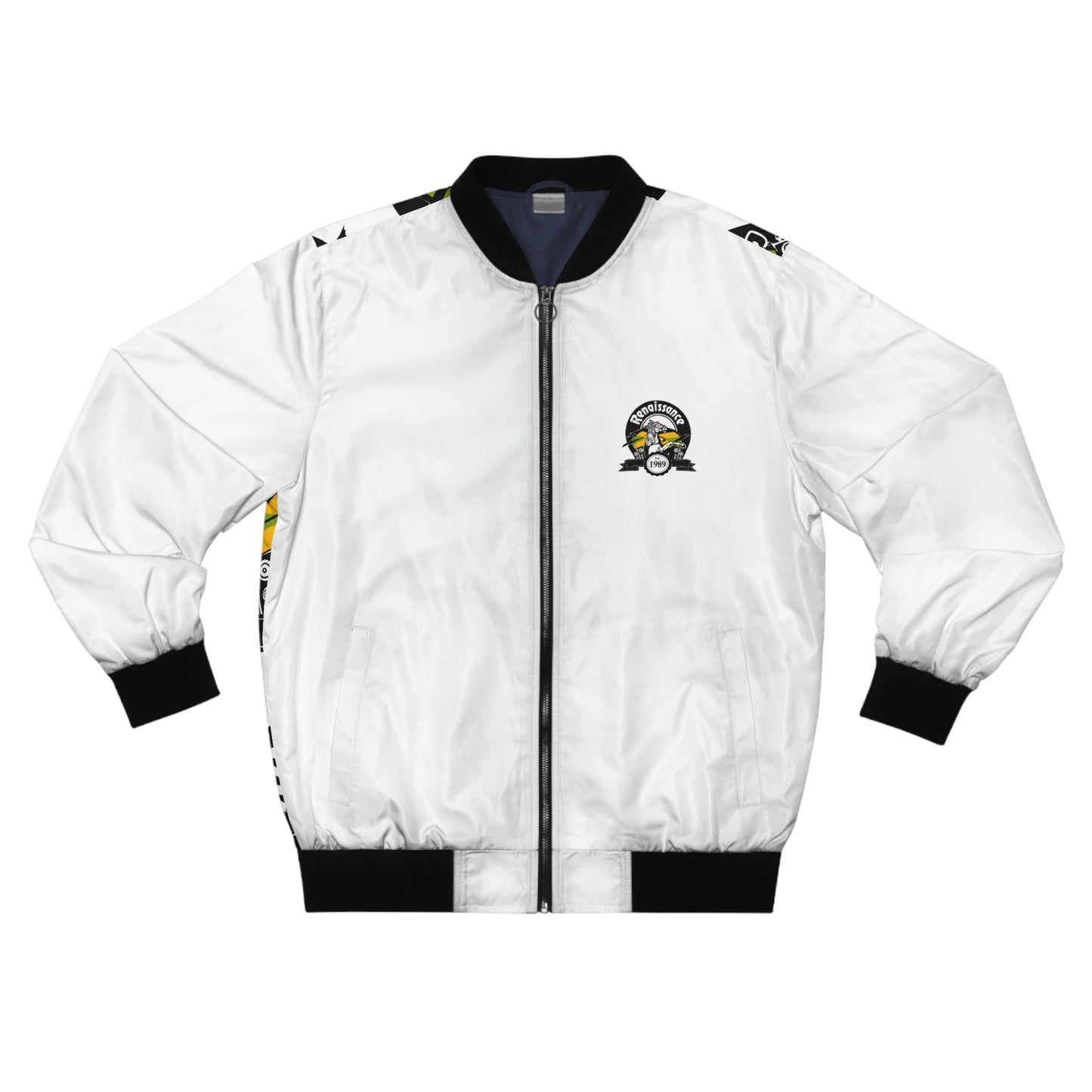 All Back Print White Men's AOP Bomber Jacket