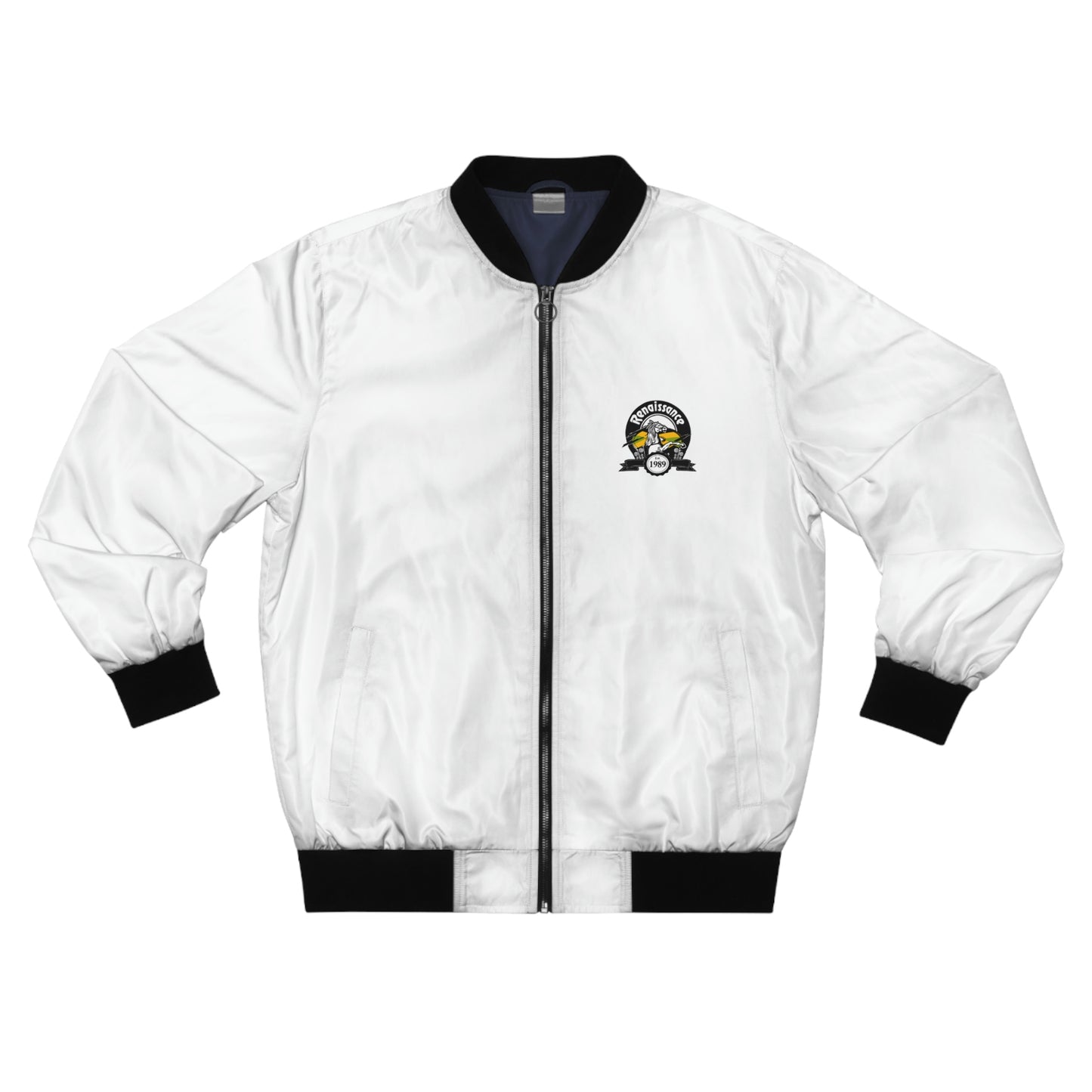 Single Print White Men's AOP Bomber Jacket