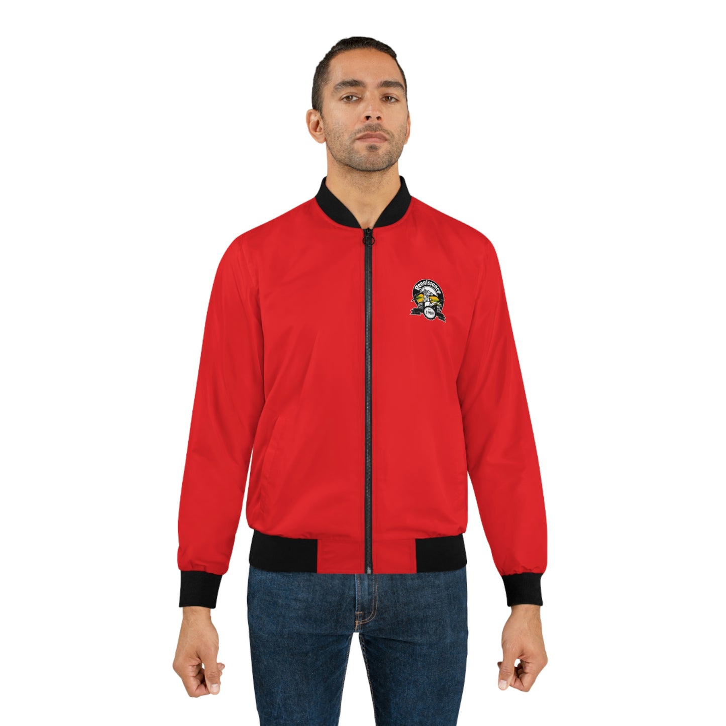 Single Print Red Men's AOP Bomber Jacket