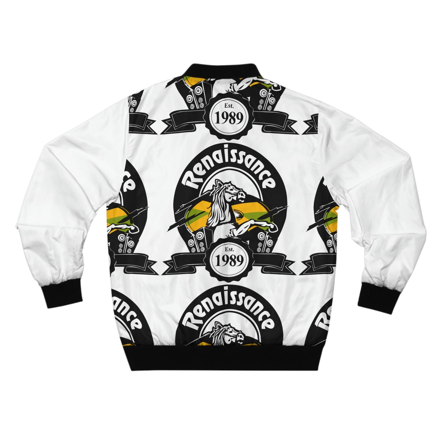 All Back Print White Men's AOP Bomber Jacket