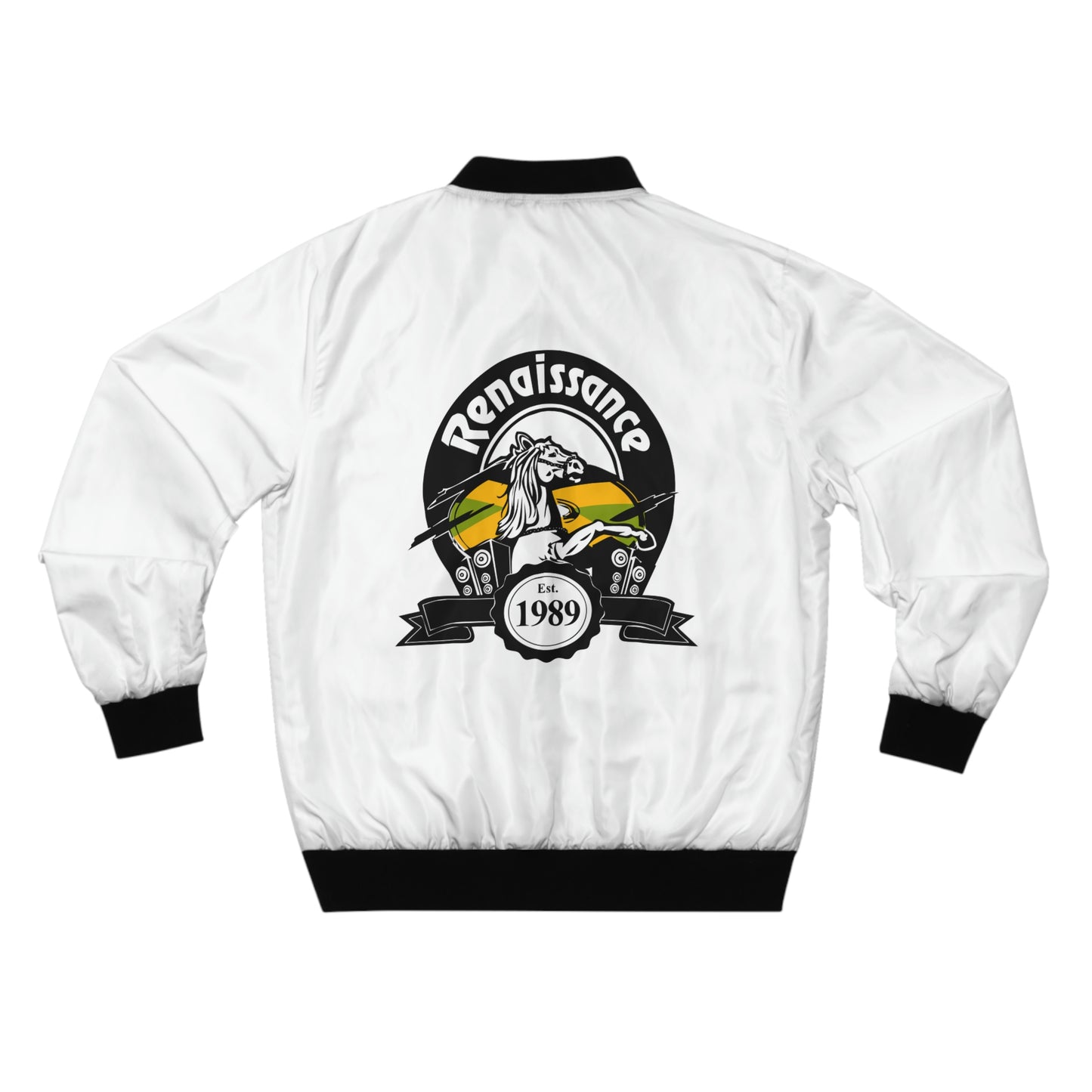 Single Print White Men's AOP Bomber Jacket