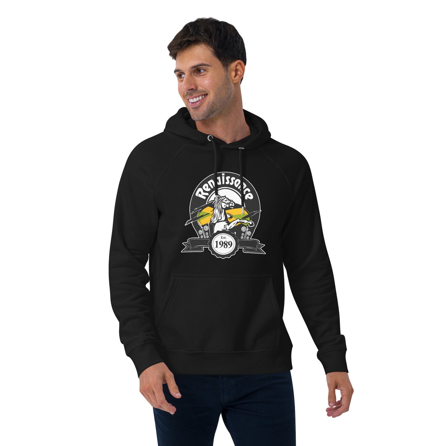 Renaissance Sound Logo Unisex eco raglan hoodie