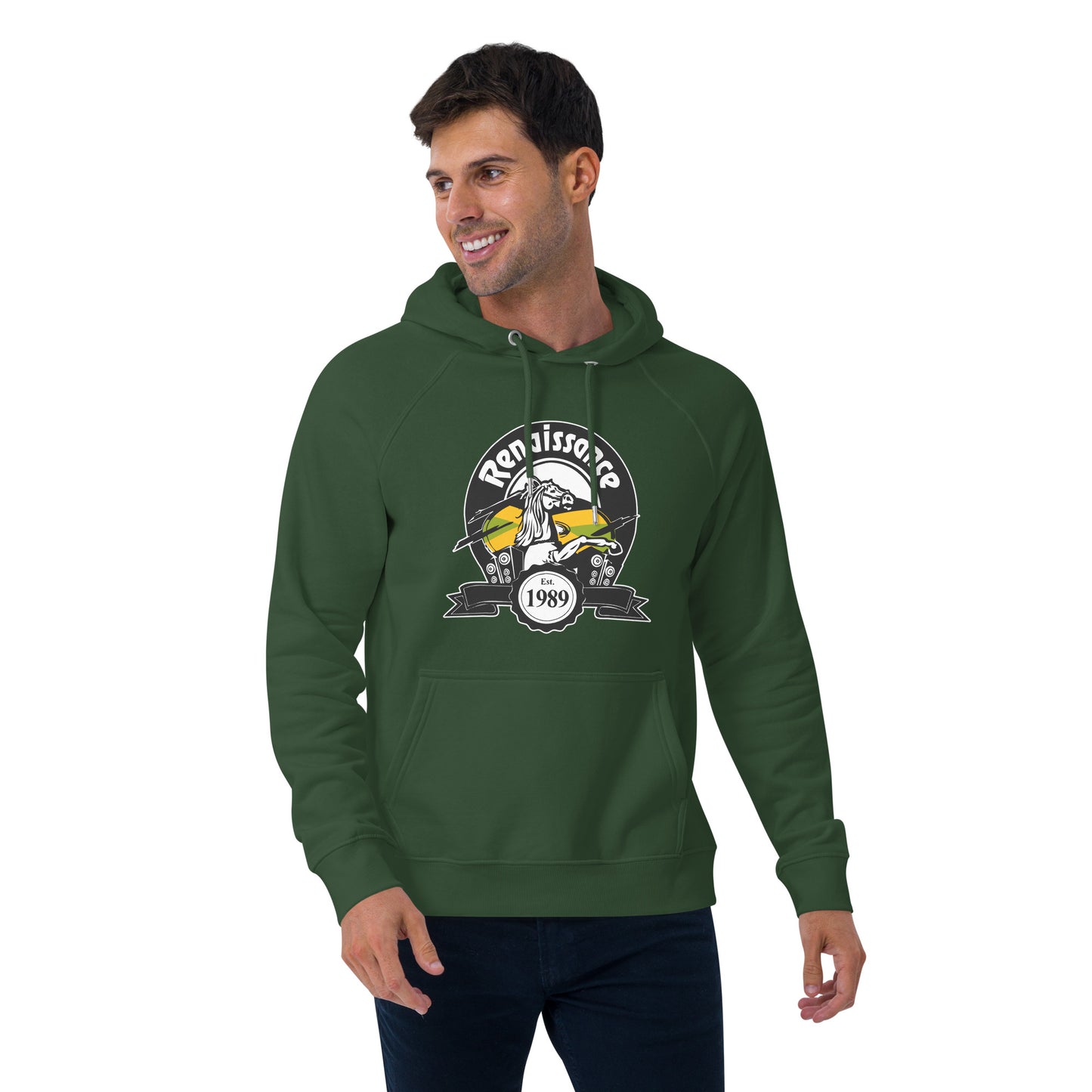 Renaissance Sound Logo Unisex eco raglan hoodie