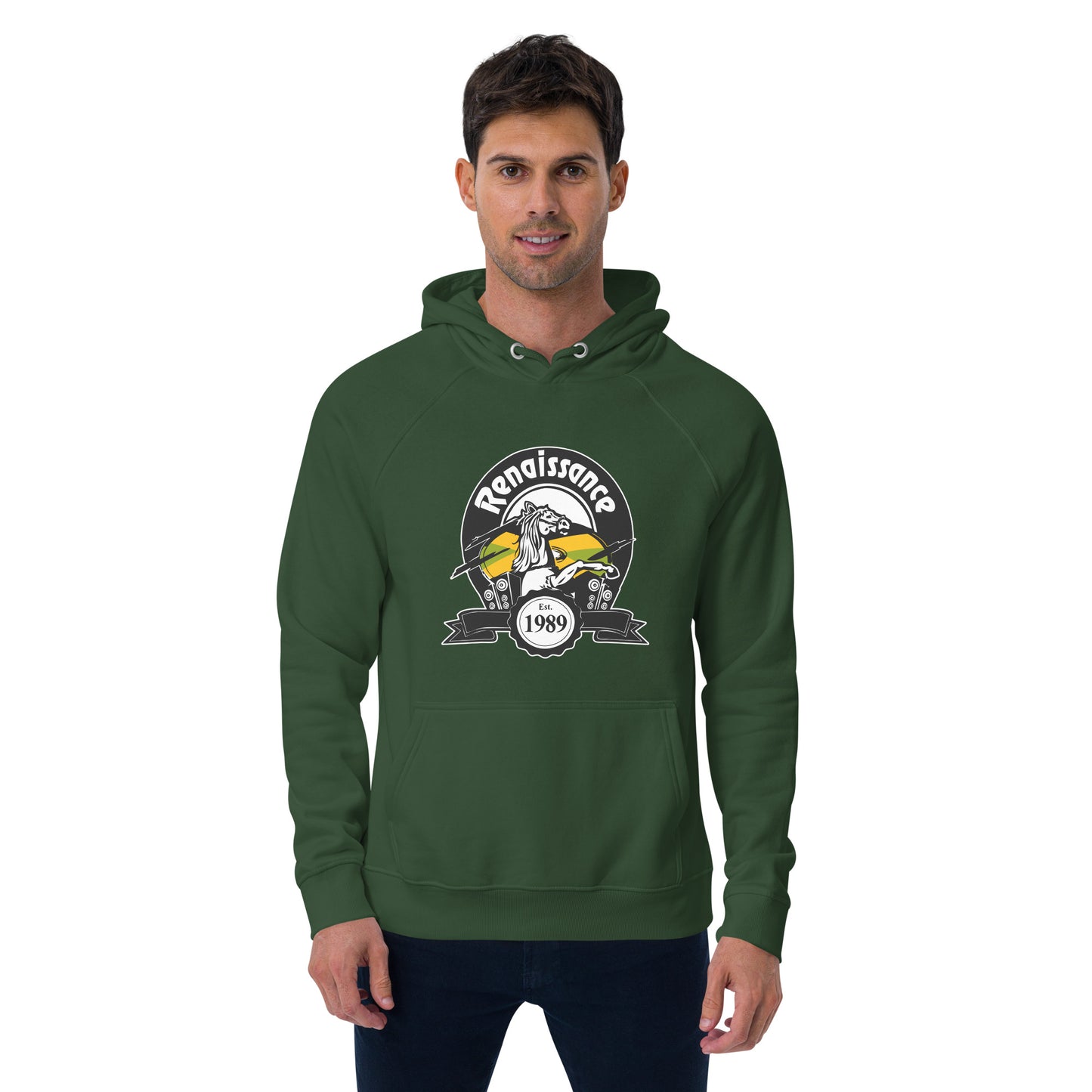 Renaissance Sound Logo Unisex eco raglan hoodie