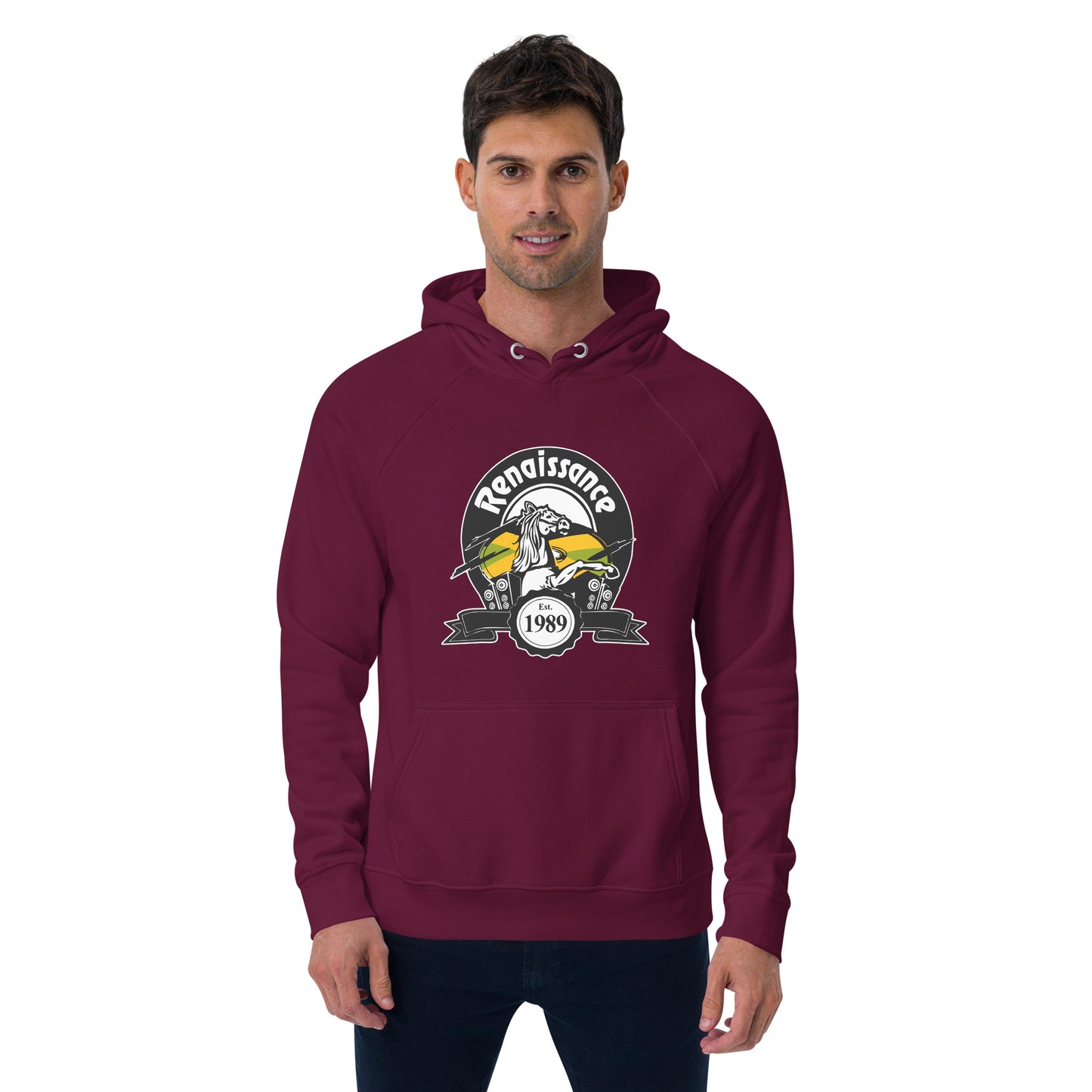 Renaissance Sound Logo Unisex eco raglan hoodie