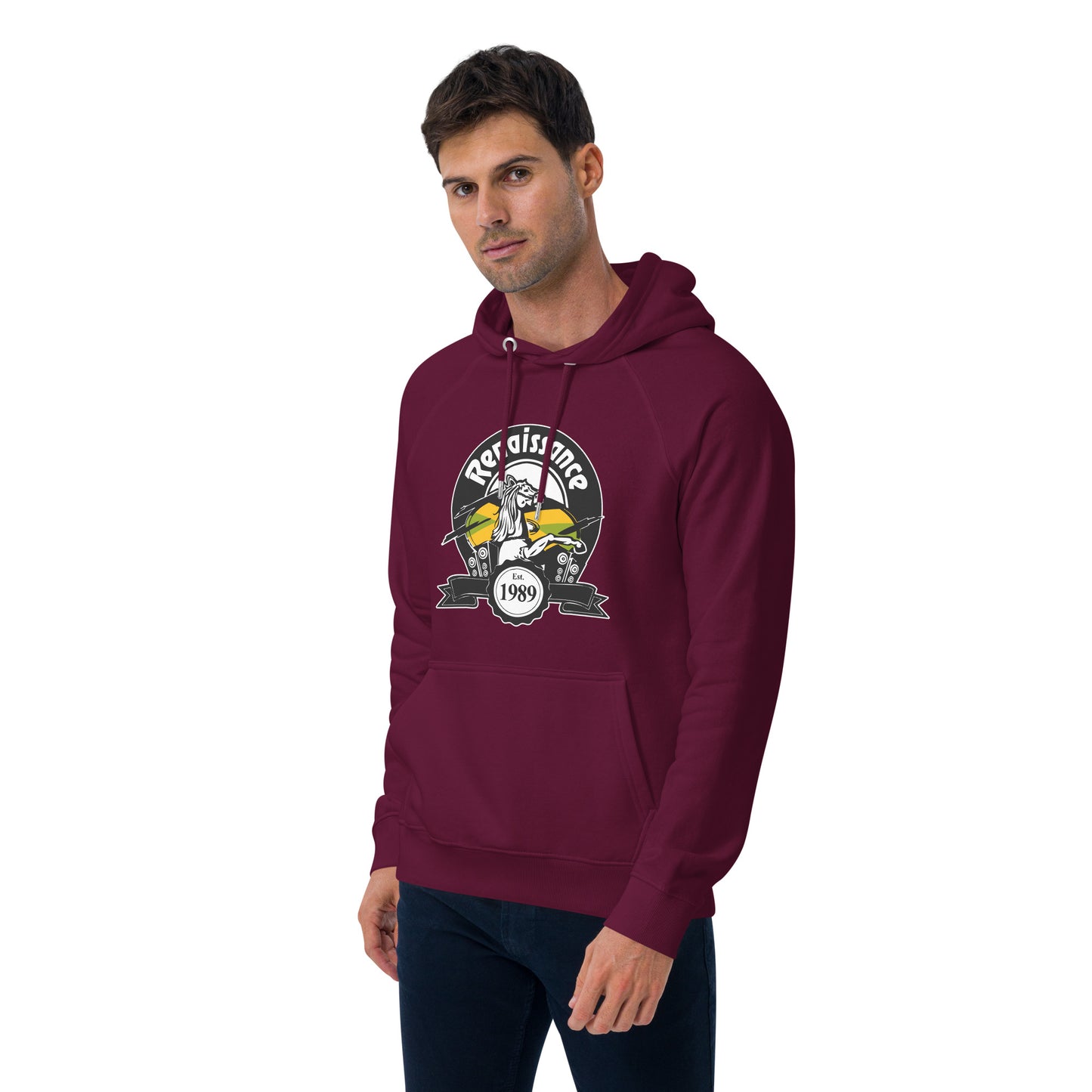 Renaissance Sound Logo Unisex eco raglan hoodie