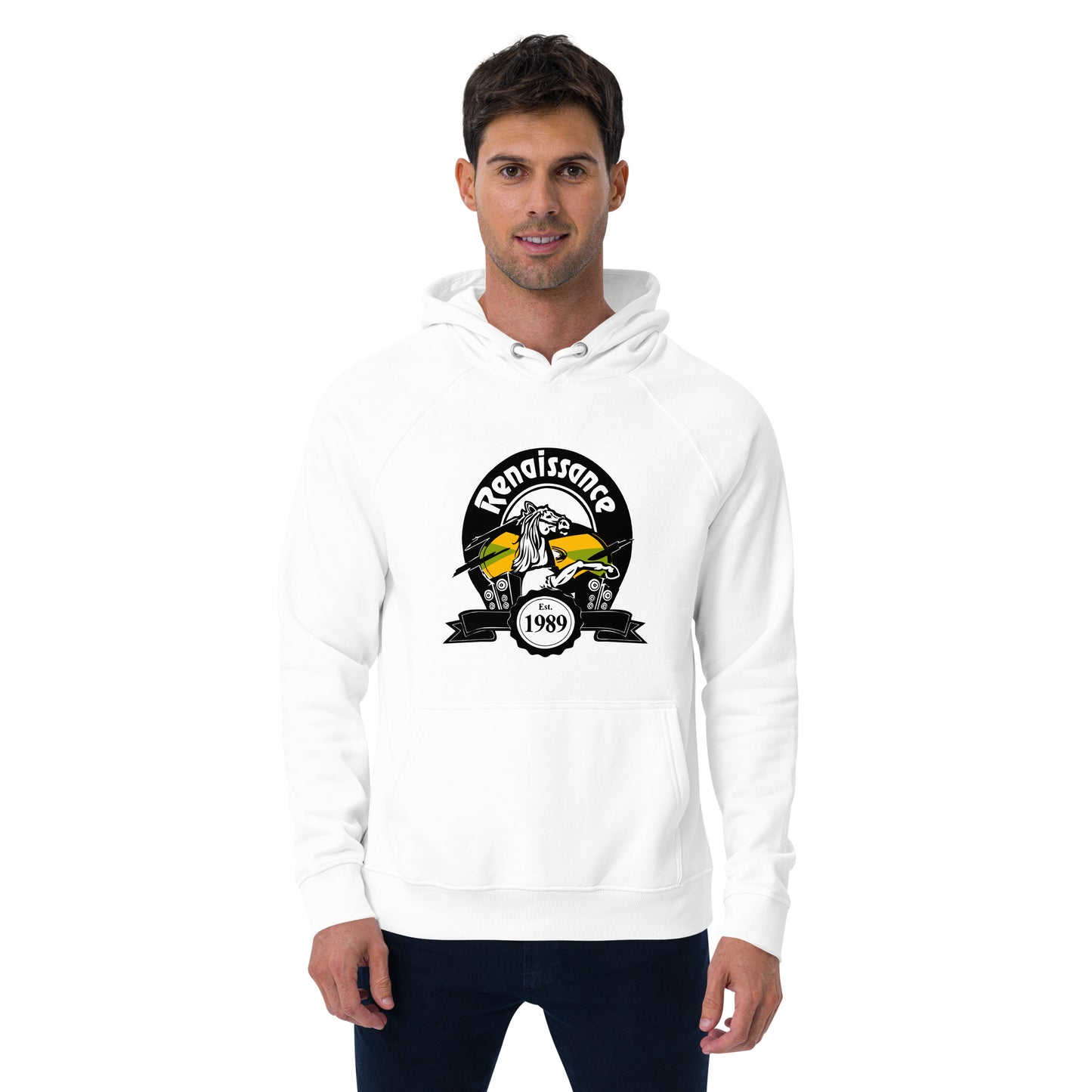 Renaissance Sound Logo Unisex eco raglan hoodie