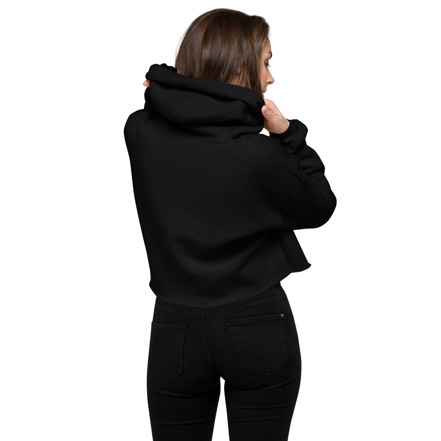 Silent Noise Black Print Crop Hoodie